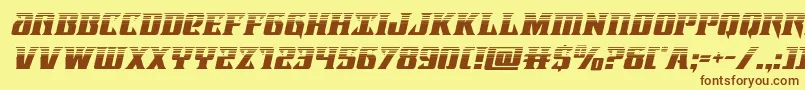 フォントLifeforcehalfital – 茶色の文字が黄色の背景にあります。