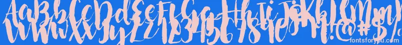 NightingaleSample-Schriftart – Rosa Schriften auf blauem Hintergrund