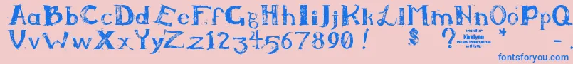 Kiralynn ffy Font – Blue Fonts on Pink Background