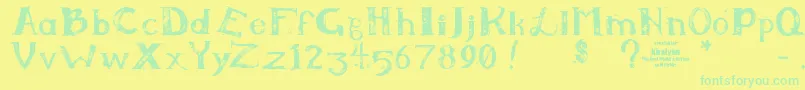 Kiralynn ffy Font – Green Fonts on Yellow Background