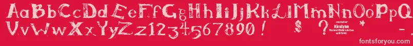 Kiralynn ffy Font – Pink Fonts on Red Background