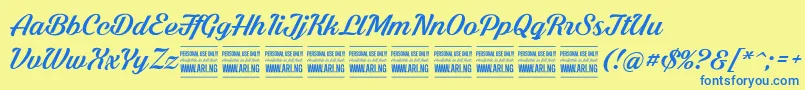 ShadedlarchPersonalUse Font – Blue Fonts on Yellow Background