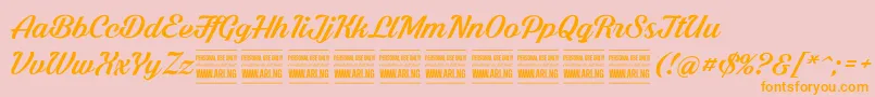 ShadedlarchPersonalUse-Schriftart – Orangefarbene Schriften auf rosa Hintergrund