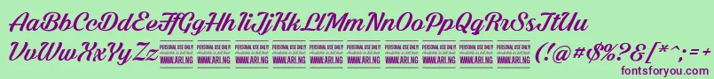 ShadedlarchPersonalUse Font – Purple Fonts on Green Background