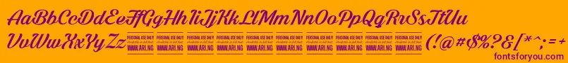 ShadedlarchPersonalUse Font – Purple Fonts on Orange Background