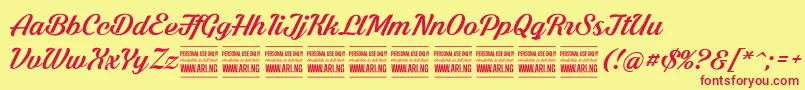 ShadedlarchPersonalUse Font – Red Fonts on Yellow Background