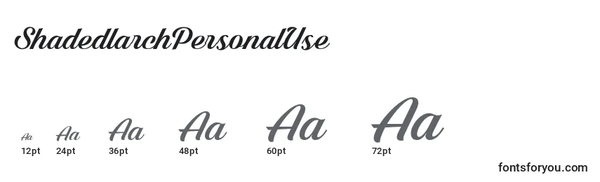ShadedlarchPersonalUse Font Sizes