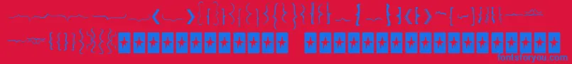Bellakbrackets-Schriftart – Blaue Schriften auf rotem Hintergrund