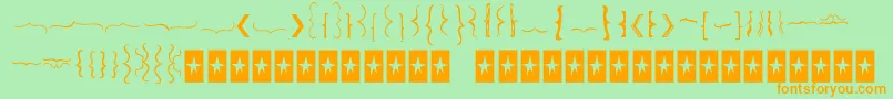 Bellakbrackets-Schriftart – Orangefarbene Schriften auf grünem Hintergrund