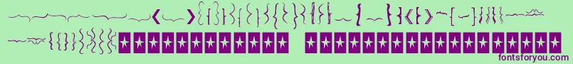 Bellakbrackets-Schriftart – Violette Schriften auf grünem Hintergrund