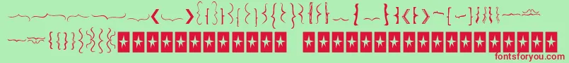 Bellakbrackets-Schriftart – Rote Schriften auf grünem Hintergrund