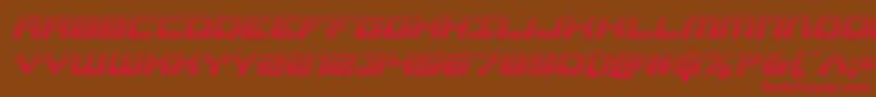 フォントGearheadscanital – 赤い文字が茶色の背景にあります。