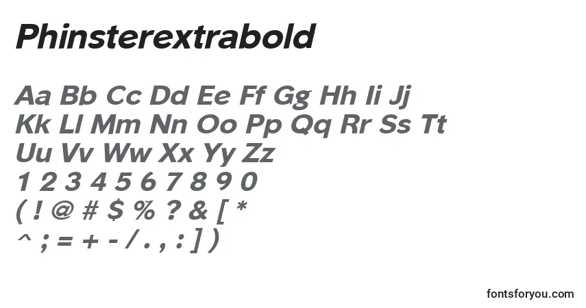 Шрифт Phinsterextrabold – алфавит, цифры, специальные символы