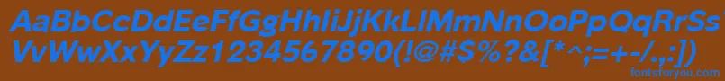 フォントPhinsterextrabold – 茶色の背景に青い文字