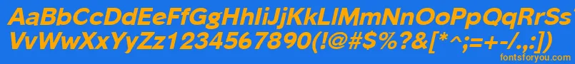 フォントPhinsterextrabold – オレンジ色の文字が青い背景にあります。