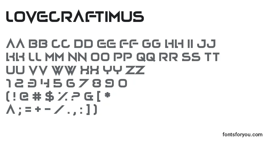 A fonte Lovecraftimus – alfabeto, números, caracteres especiais
