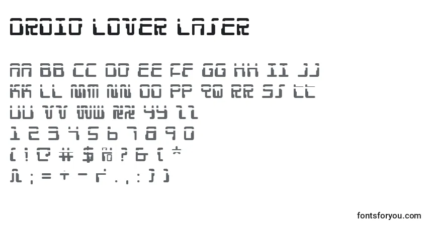 A fonte Droid Lover Laser – alfabeto, números, caracteres especiais