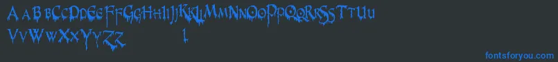PrUncialCreepyNarrow Font – Blue Fonts on Black Background