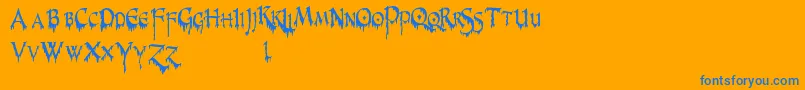 PrUncialCreepyNarrow Font – Blue Fonts on Orange Background