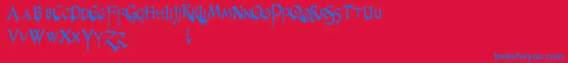 PrUncialCreepyNarrow Font – Blue Fonts on Red Background