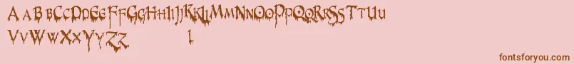 PrUncialCreepyNarrow Font – Brown Fonts on Pink Background