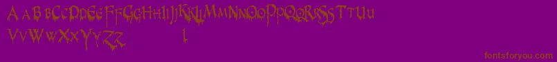Fonte PrUncialCreepyNarrow – fontes marrons em um fundo roxo