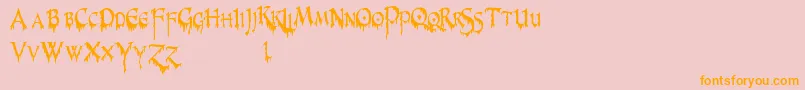 PrUncialCreepyNarrow Font – Orange Fonts on Pink Background