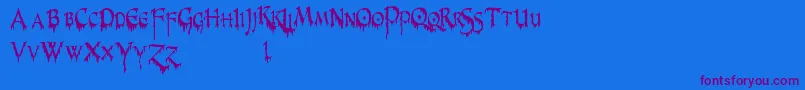 PrUncialCreepyNarrow Font – Purple Fonts on Blue Background