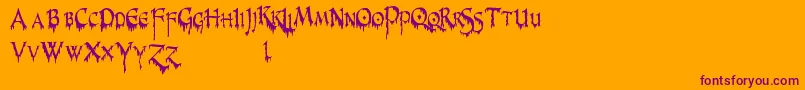 PrUncialCreepyNarrow Font – Purple Fonts on Orange Background