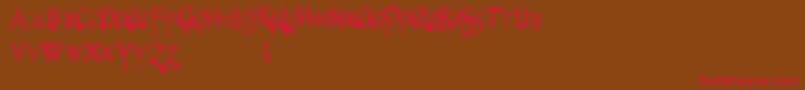 PrUncialCreepyNarrow Font – Red Fonts on Brown Background