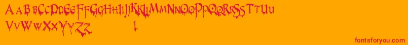 PrUncialCreepyNarrow Font – Red Fonts on Orange Background