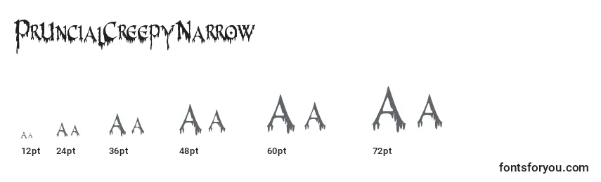 PrUncialCreepyNarrow Font Sizes