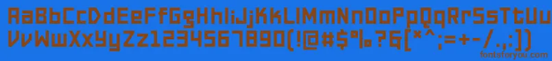 フォントPfonlinetwoproDouble – 茶色の文字が青い背景にあります。