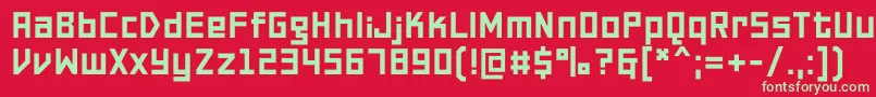 フォントPfonlinetwoproDouble – 赤い背景に緑の文字