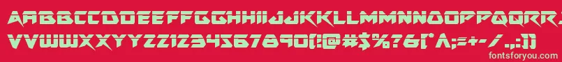 フォントSkirmisherlaser – 赤い背景に緑の文字