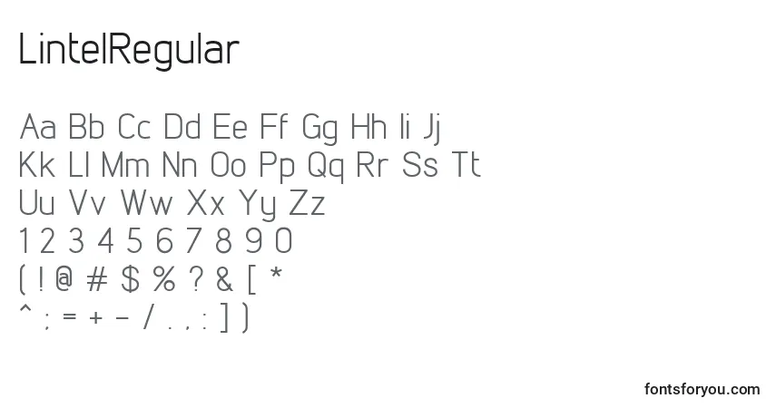 Schriftart LintelRegular (107264) – Alphabet, Zahlen, spezielle Symbole