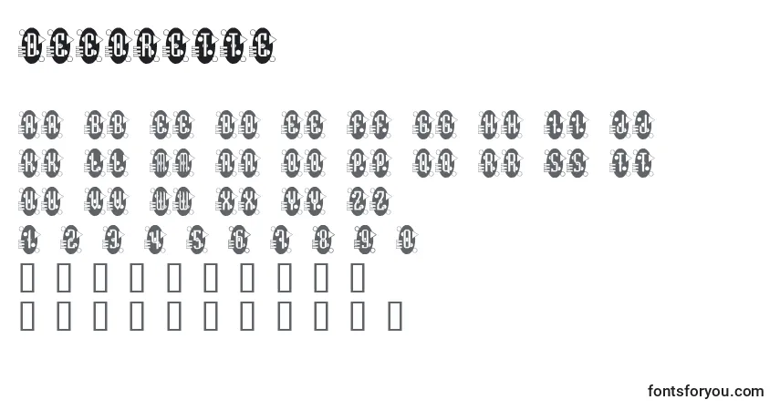 Fuente Decorette - alfabeto, números, caracteres especiales