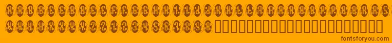 Decorette-Schriftart – Braune Schriften auf orangefarbenem Hintergrund