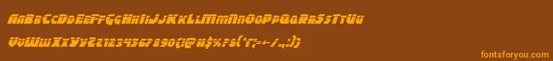 フォントBlitzstrikelaserital – オレンジ色の文字が茶色の背景にあります。