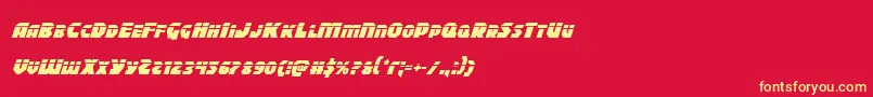 Blitzstrikelaserital-Schriftart – Gelbe Schriften auf rotem Hintergrund