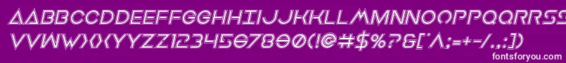 Weitere Informationen zur Earthorbiteracadital-Schriftart Earthorbiteracadital-Schriftart – Weiße Schriften auf violettem Hintergrund