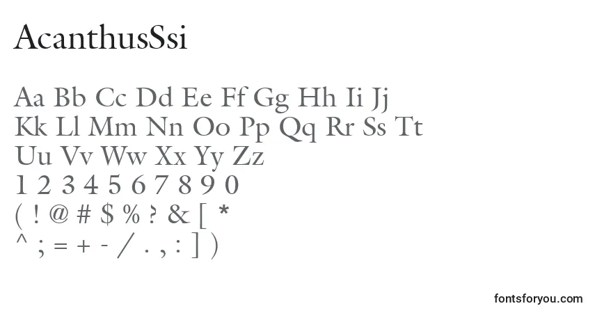 Czcionka AcanthusSsi – alfabet, cyfry, specjalne znaki