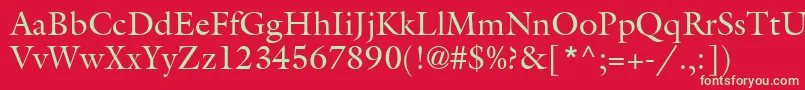 フォントAcanthusSsi – 赤い背景に緑の文字