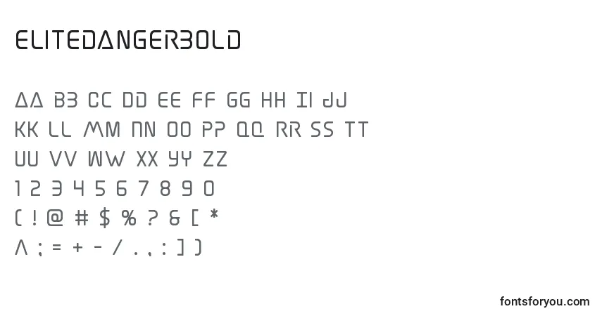 Schriftart Elitedangerbold – Alphabet, Zahlen, spezielle Symbole