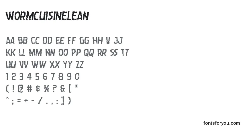 Czcionka Wormcuisinelean – alfabet, cyfry, specjalne znaki