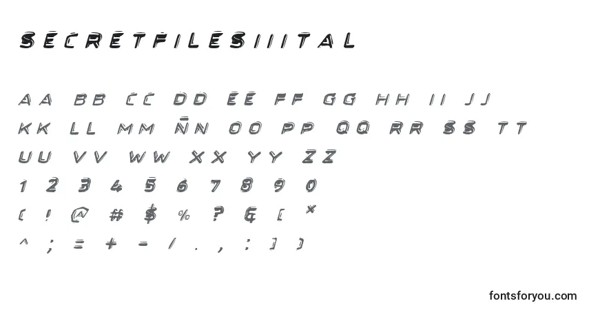 Secretfilesiiital-fontti – aakkoset, numerot, erikoismerkit