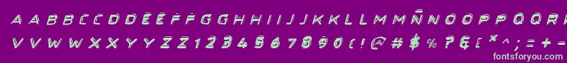 Secretfilesiiital-Schriftart – Grüne Schriften auf violettem Hintergrund