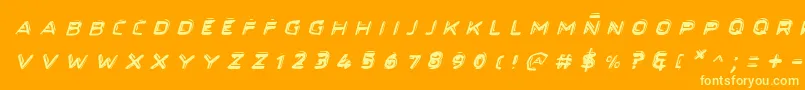 Secretfilesiiital-Schriftart – Gelbe Schriften auf orangefarbenem Hintergrund