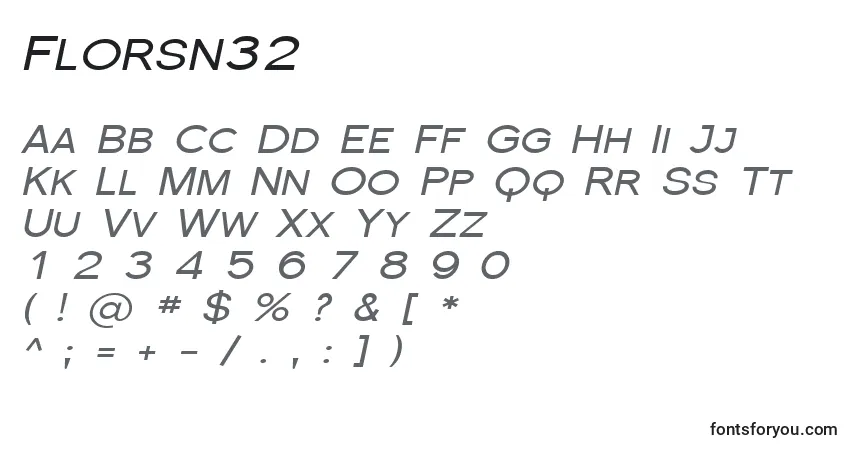 A fonte Florsn32 – alfabeto, números, caracteres especiais