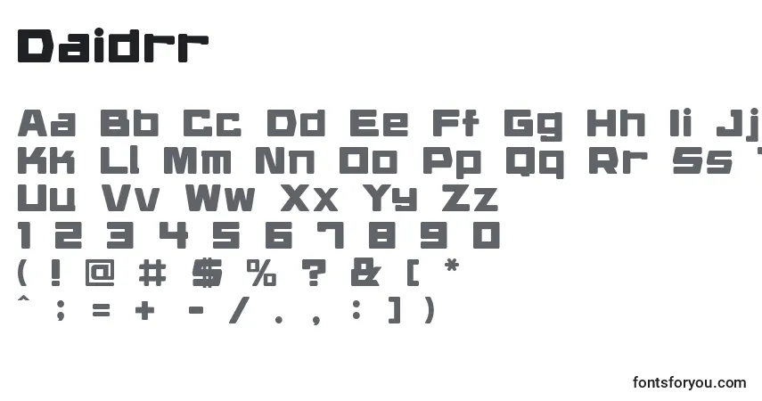 Czcionka Daidrr – alfabet, cyfry, specjalne znaki